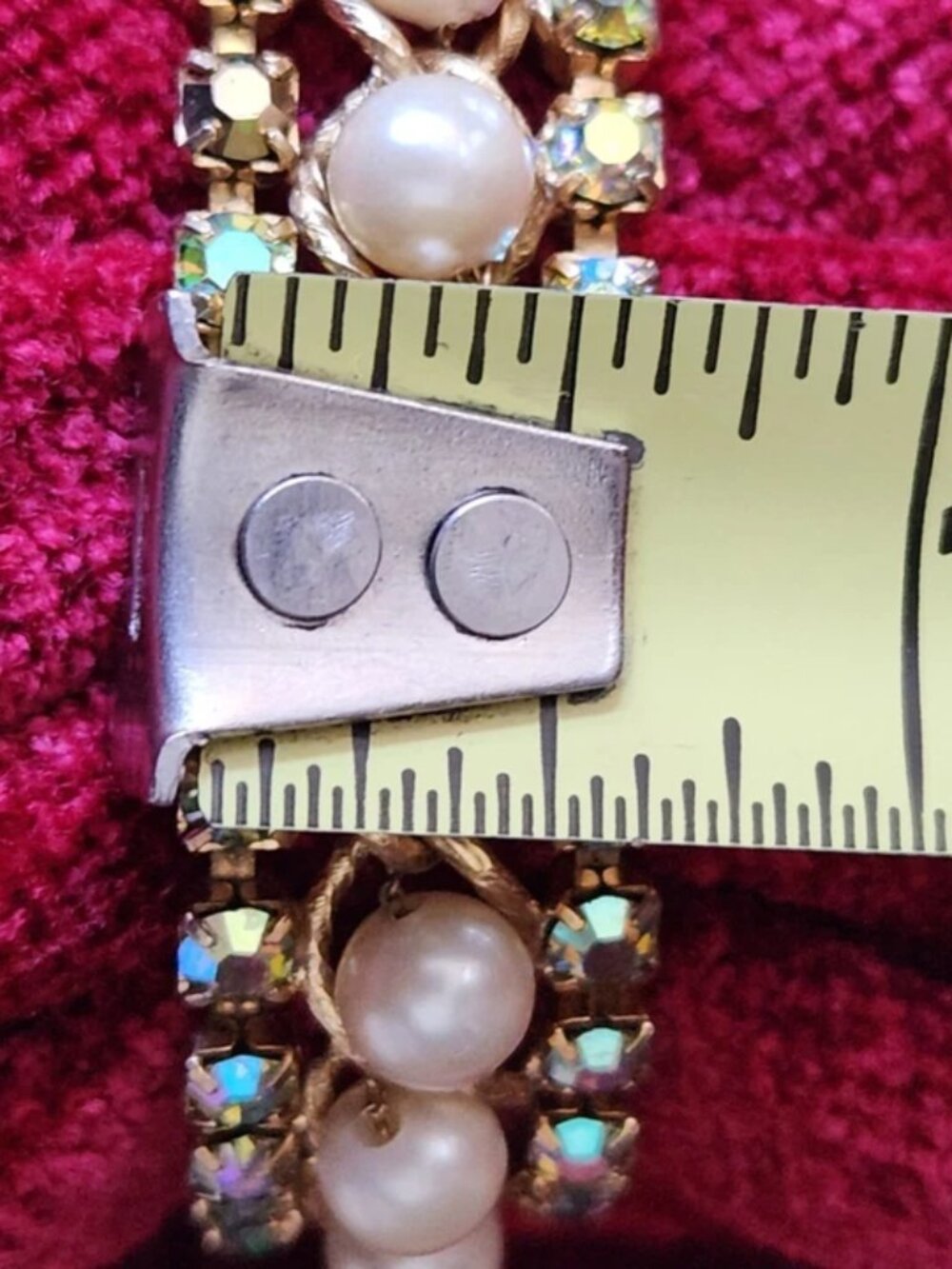 Exquisite Vintage Hobe Faux Pearl Aurora Borealis Crystal Rhinestone Bracelet - Picture 15 of 16